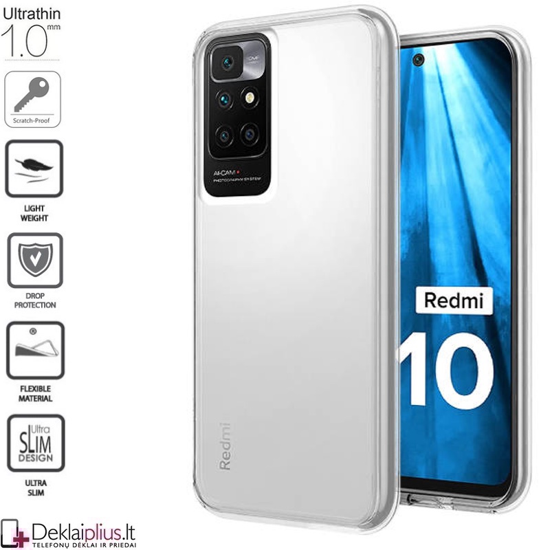Silikoninis dėklas 1.0 mm storio - permatomas (Xiaomi Redmi 10/Redmi 10 (2022 m.) Silikoninis dėklas 1.0 mm storio - permatomas (Xiaomi Redmi 10/Redmi 10 (2022 m.)